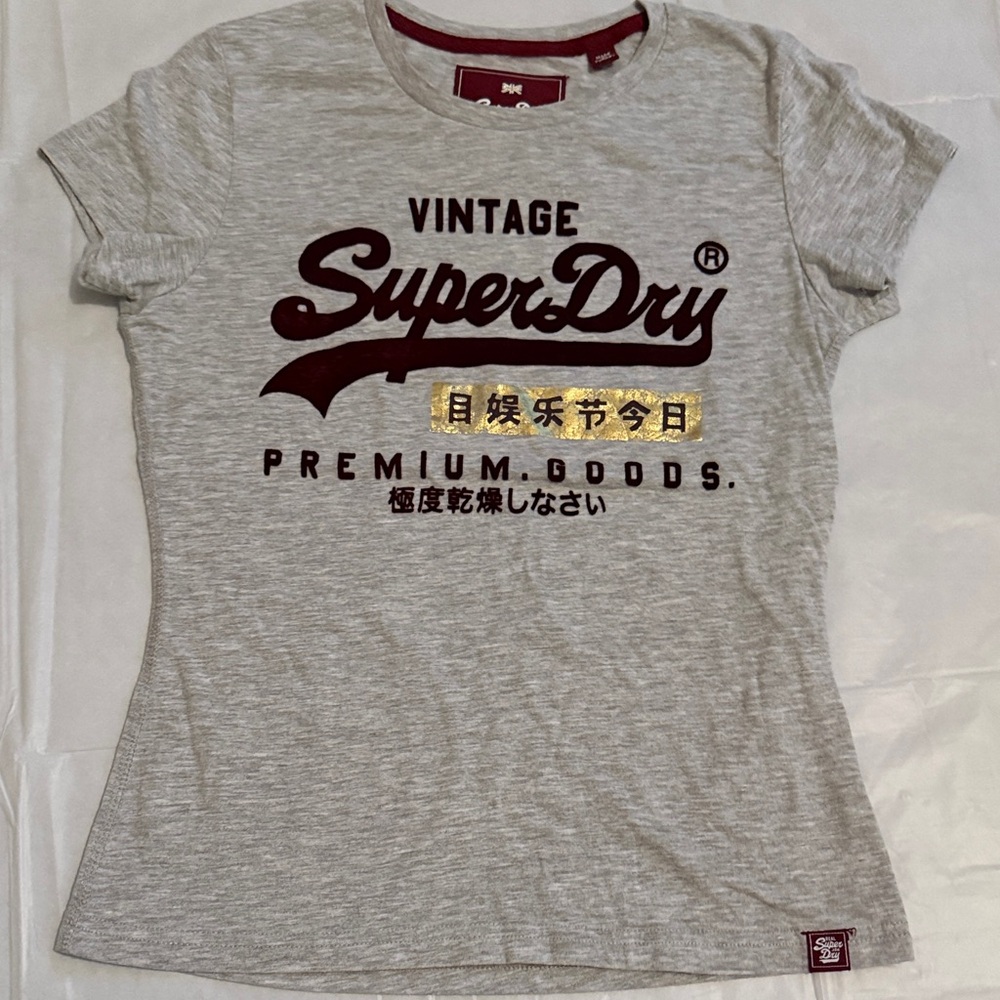 Superdry Women's Light Gray Logo Tee Small